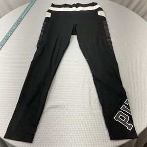 PINK Victoria's Secret Black Leggings with White Details
